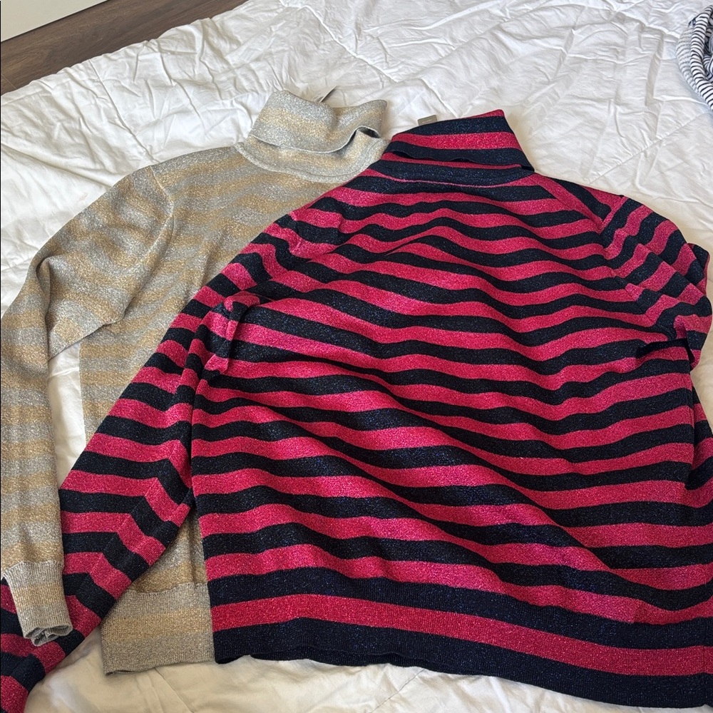 Lot of 2 NWT J. Crew XXL Metallic Turtlenecks